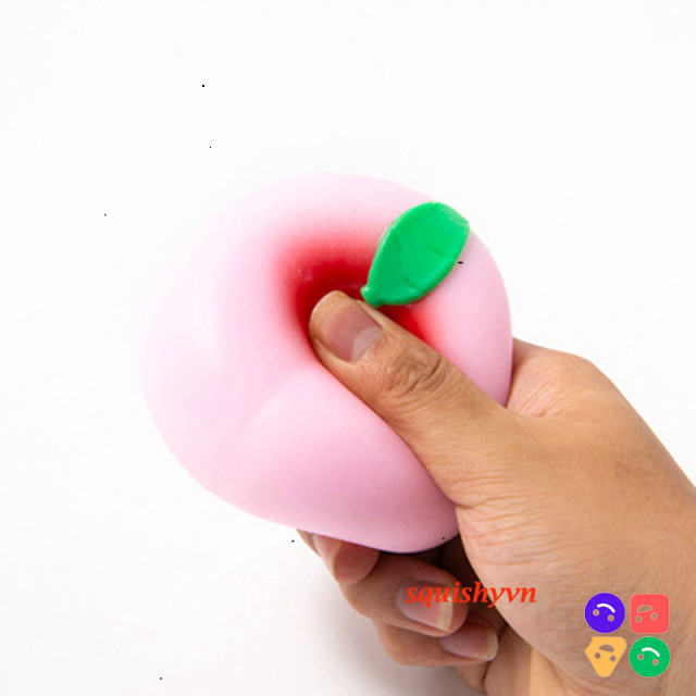 Quả Đào Squisy Mochi Slime Xanh Cầu Vồng Cực Vui Nhộn