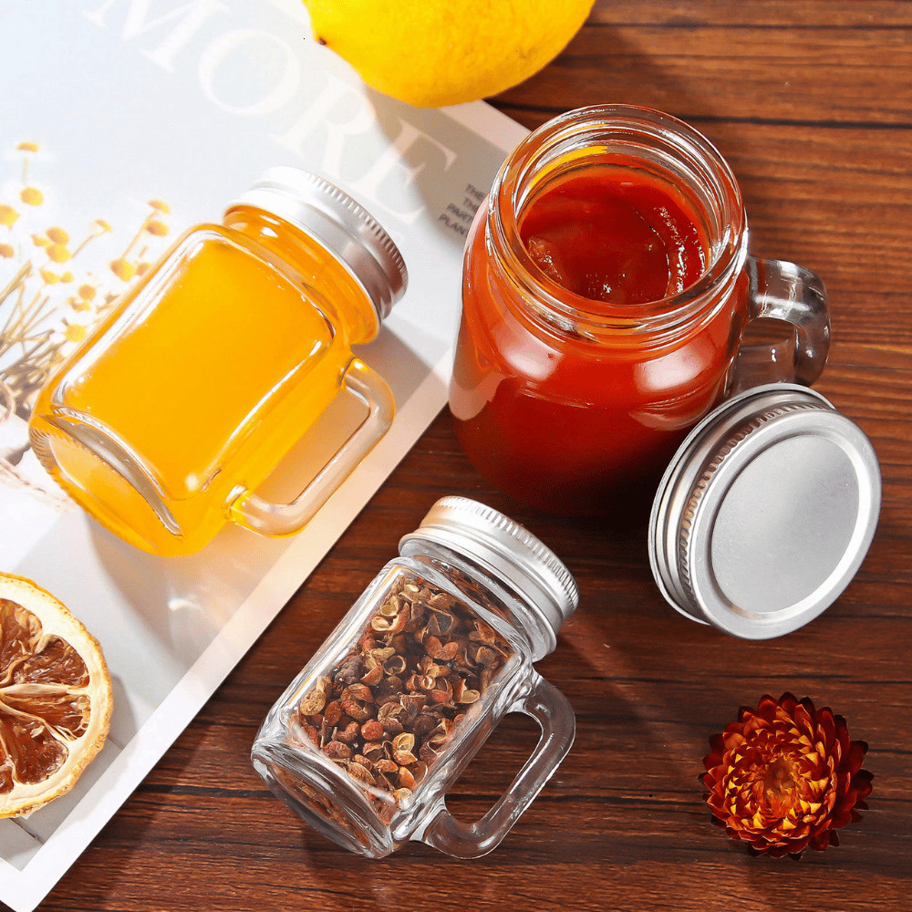Ly Thuỷ Tinh Mini Quai Cầm 40ml Đựng Nước Ép, Ginger Shot, Cafe Espresso – Mini Mason Jar