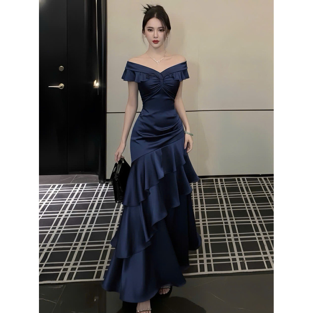 LEE.RIN BOUTIQUE DP13 ĐẦM PHI TRẮNG BẸT VAI 3 TẦNG