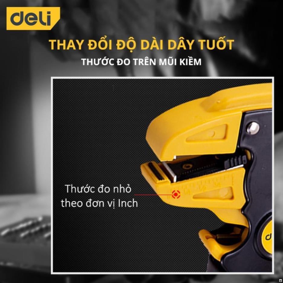 Kìm Tuốt Dây Điện Mỏ Quạ Đa Năng Deli 0.2-4mm - Thiết Kế Chuyên Dụng Giúp Tiết Kiệm Thời Gian, Công 