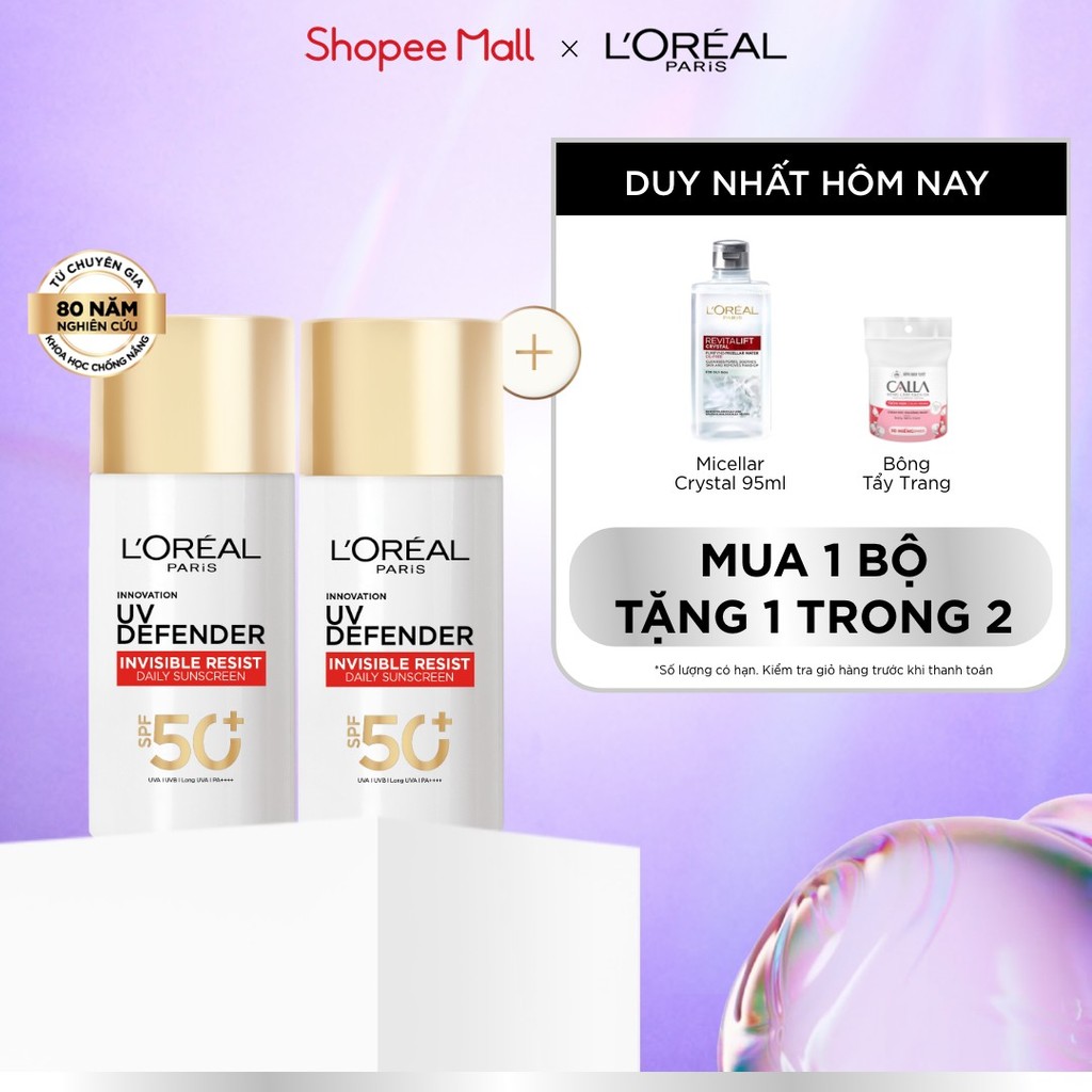 VB _ Bộ 2 Sữa Chống Nắng Phổ Rộng Vô Hình Thoáng Da, Kháng Mọi Tác Động Invisible SPF 50+ PA++++ L’Oreal Paris 50ml | BigBuy360 - bigbuy360.vn