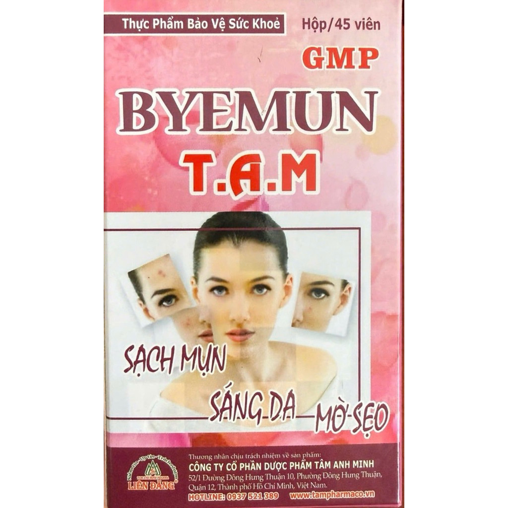 (CHÍNH HÃNG)Sạch mụn, sáng da ,mờ sẹo Byemun TAM( Hộp 45 viên)
