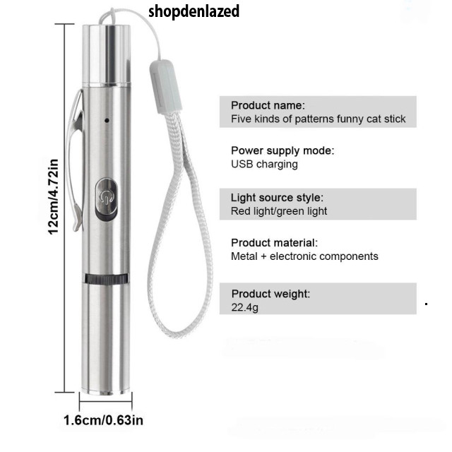 Đèn Lưới Laser Cho Mèo Xanh Lá Đỏ 5W Đi Bộ Di Động Sạc Nhanh Theo Mắt