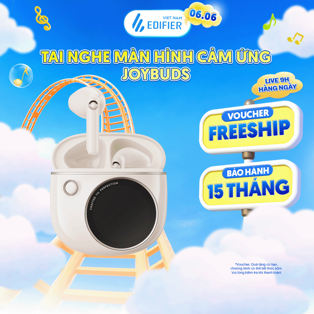 Tai Nghe Bluetooth EDIFIER JOYBUDS | Màn Hình Cảm Ứng | Thời Gian Sử Dụng 35 Tiếng | Bảo Hành 15 Tháng | BigBuy360 - bigbuy360.vn
