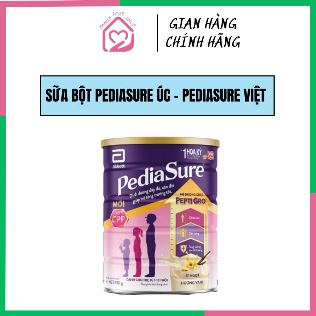 Sữa bột Pediasure Úc - Pediasure Việt Nam lon 400g/800g/1.6kg