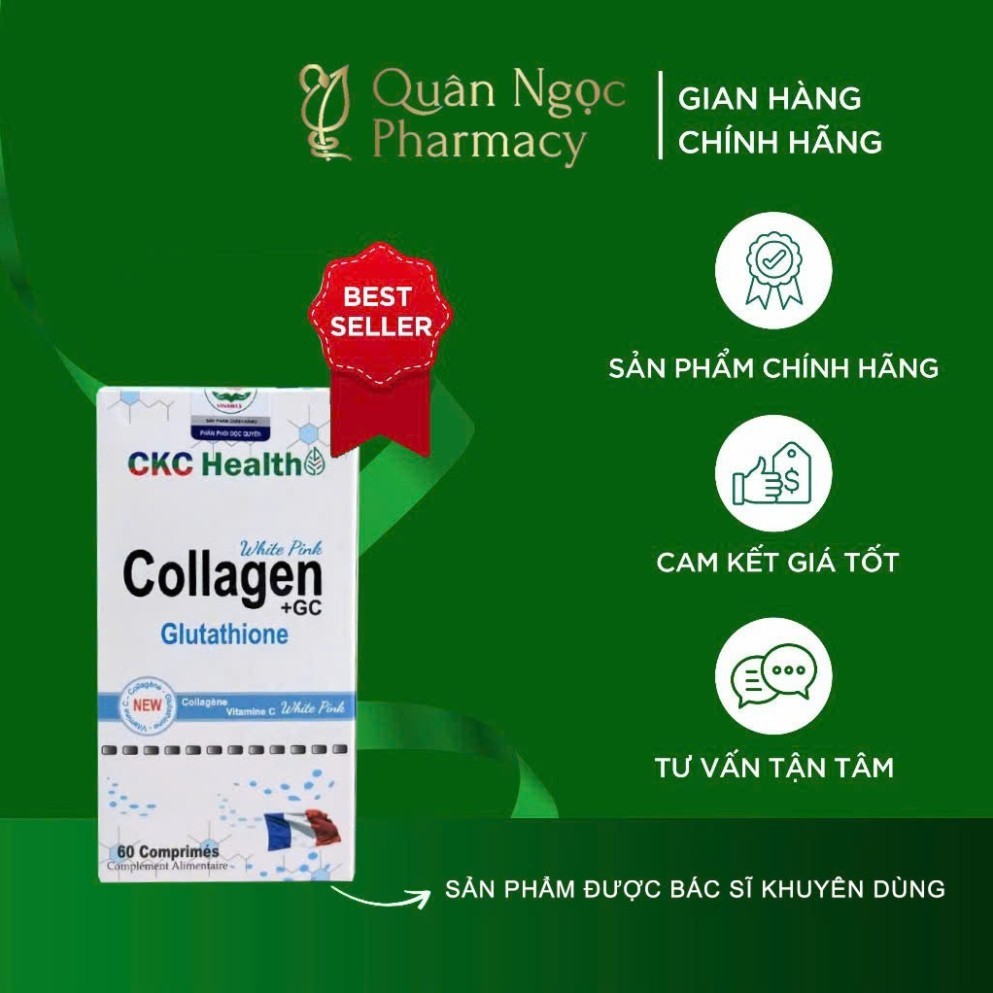 [HÀNG CHUẨN] Viên uống làm đẹp da COLLAGEN GC CKC Health Nhập khẩu PHÁP với Collagen & L - Glutathio