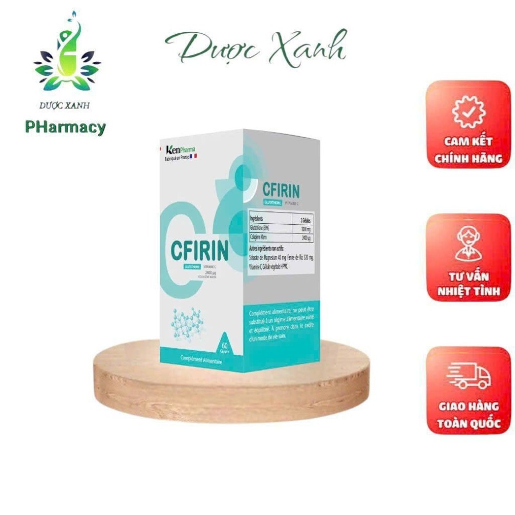 [HÀNG CHUẨN] Viên uống trắng da CFIRIN Pháp - Tăng cường Glutathione, vitamin C, ngăn ngừa oxy hóa, 