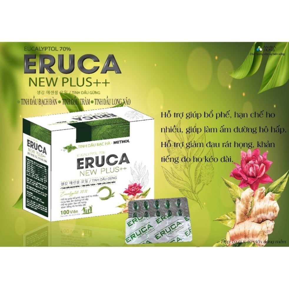 Eruca New Plus++ Giúp bổ phế , hạn chế ho nhiều, khản tiếng do ho kéo dài hộp 100 viên