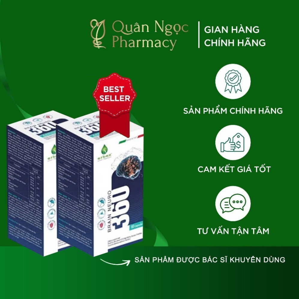 Brain Neuro 360 hộp 60 viên bổ não cải thiện trí nhớ nhập khẩu Ý