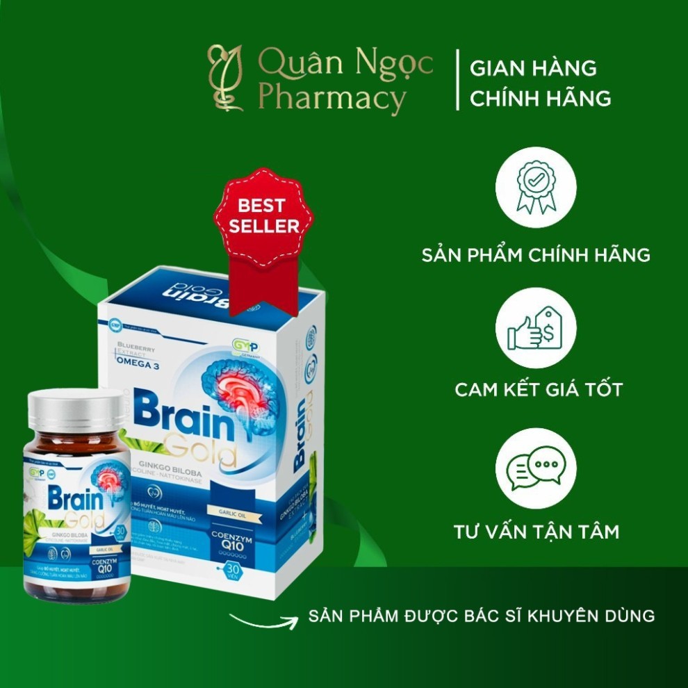 Viên uống Neuro Brain Gold giúp bổ huyết hoạt huyết tăng cường tuần hoàn máu lên não