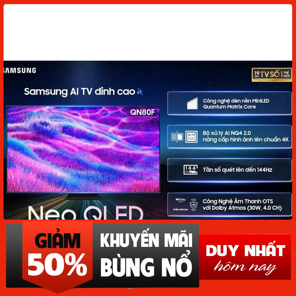 Sale  Smart Tivi Neo QLED AI 4K Samsung 65inch 65 inch QA65QN80F Máy Tivi 4K 65 inch Samsung neo QLE
