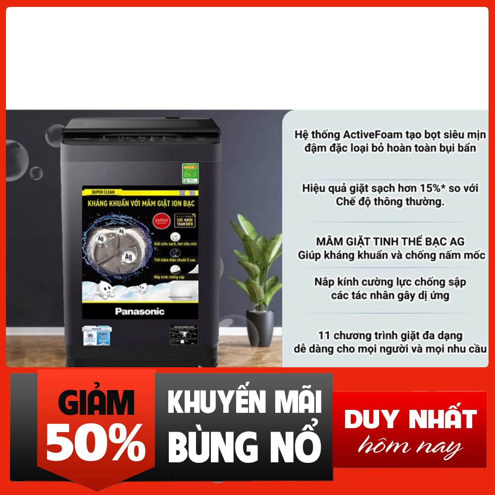 Sale  Máy Giặt Panasonic 9Kg Tích Hợp 11 Cơn Mưa Chén Giặt NA-F90S10BRV free ship