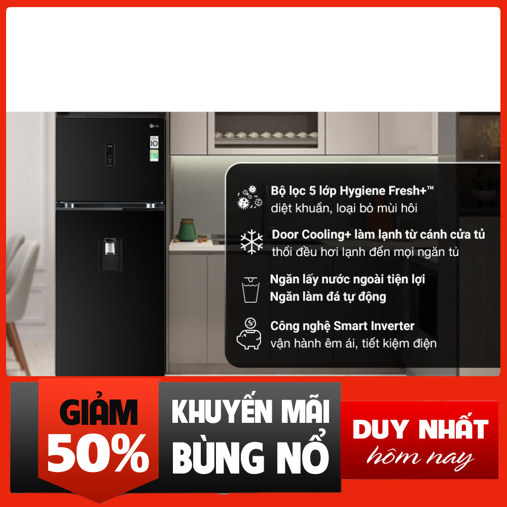Sale  Tủ Lạnh LG Inverter 374 Lít GN-D372BLA Có Làm Đá Tự Động free ship