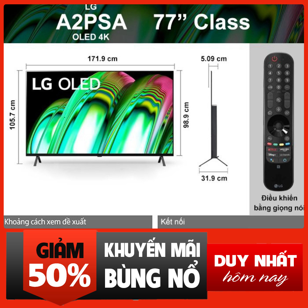 Sale  Tivi OLED LG 4K 77 inch OLED, 4K, 77A2PSA, 2022 Mới, Chất Lượng Cao, Tủ Tivi Rẻ free ship
