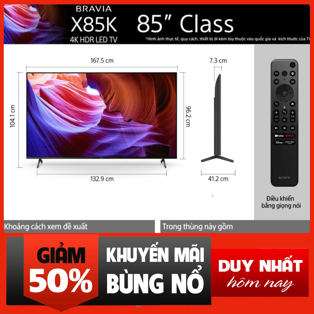 Sale  Tivi Sony 4K 85 inch KD-85X85K Model Tần số quét 120hz - Sony free ship
