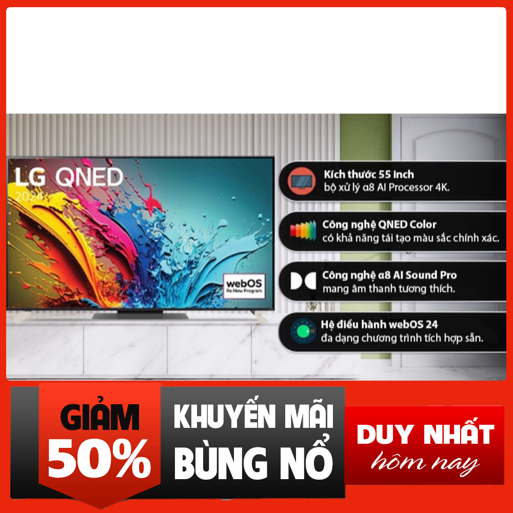Sale  Tivi QNED LG 4K 55 inch 55QNED86TSA Loại Tivi Smart Kích thước 55inch Mới 2024 free ship