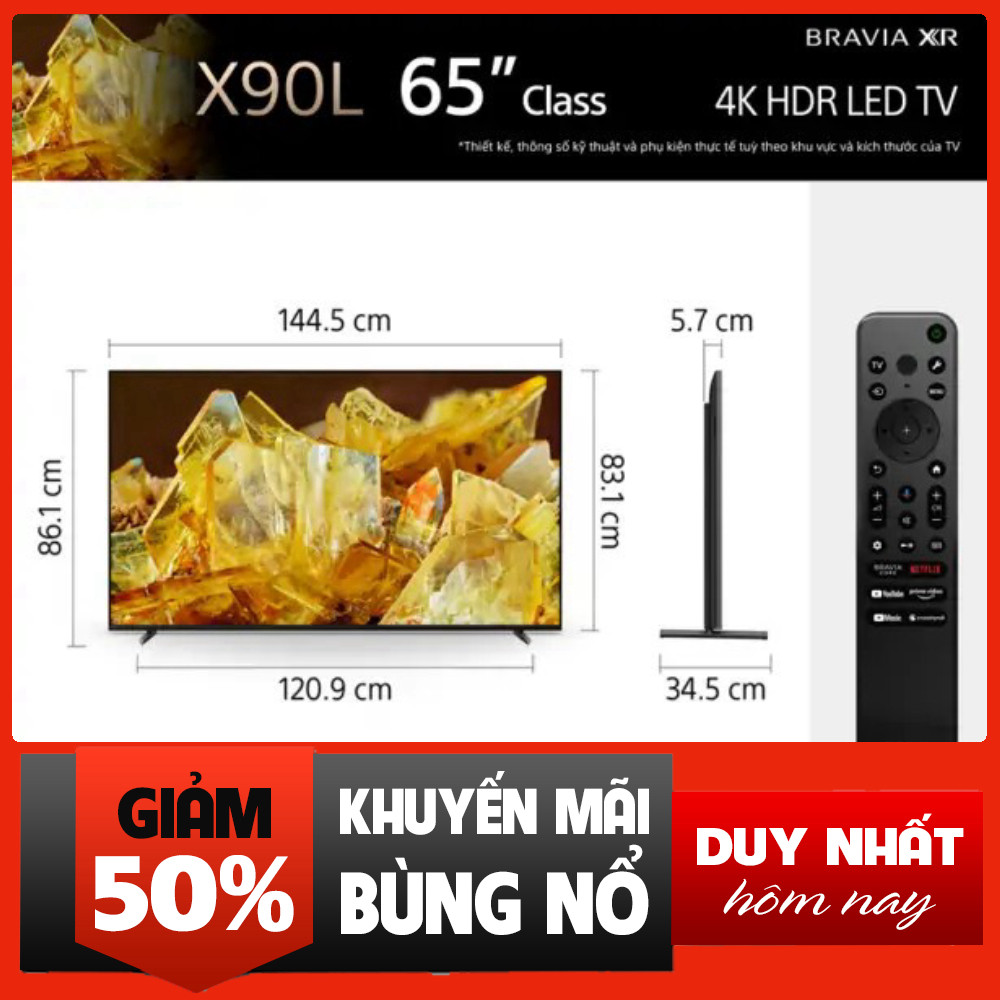 Sale  Tivi Sony 4K 65inch XR-65X90L Mới 2023 - Tivi 4K Cao Cấp 65inch free ship
