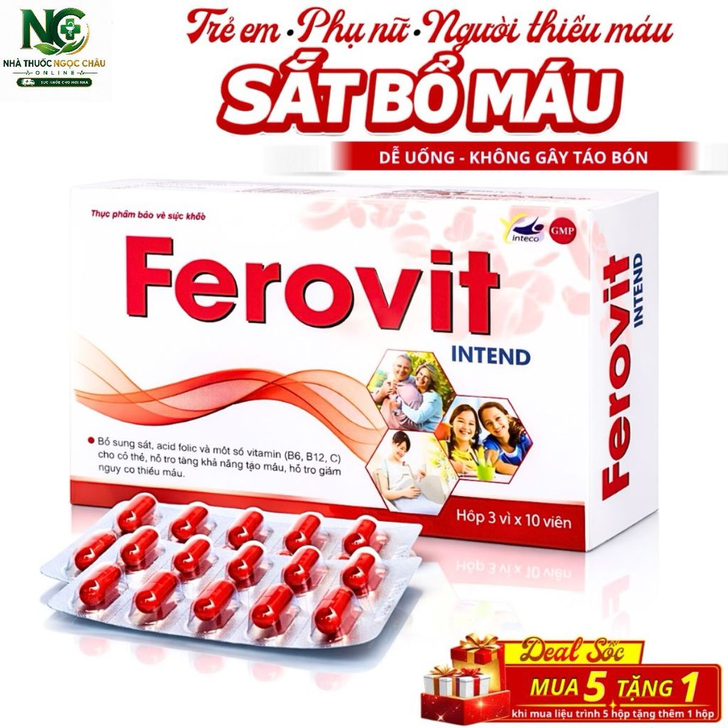 Viên Uống Bổ Máu Ferovit Intend – Bổ Sung Sắt, Giảm Chóng Mặt, Thiếu Máu, Sắt Cho Bà Bầu