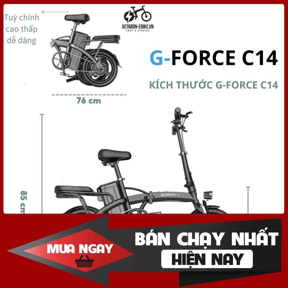 ib đặt nhanh ✔️ Xe đạp điện trợ lực GForce C14 gấp gọn bỏ cốp tiện lợi. Xe đạp trợ lực  động cơ 400w