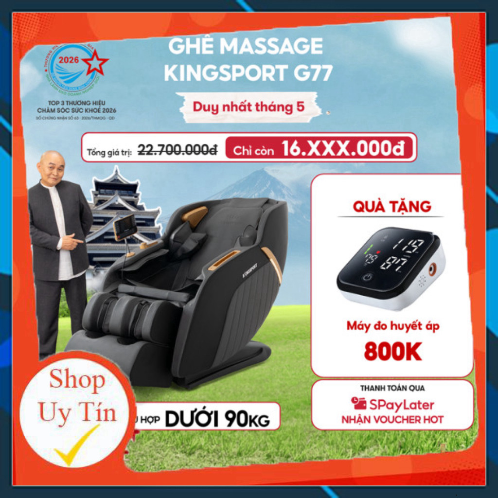 hàng_ CHỈ GIAO HCM | Ghế massage KINGSPORT G77 New màu sắc hiện đại, tích hợp điều khiển bằng giọng 