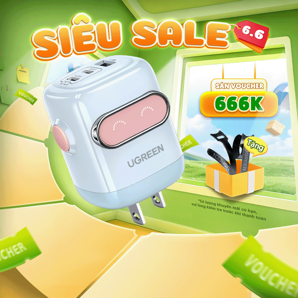 Củ sạc nhanh Robot 30W/65W UGREEN CD319 | Công nghệ GaN | Bảo hành 18 tháng 1 đổi 1