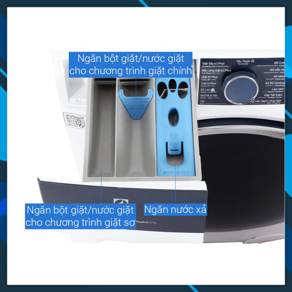 Máy giặt 11kg sấy 7kg Electrolux Inverter 11 kg EWW1142Q7WB 2021  Thái Lan _hàng mới