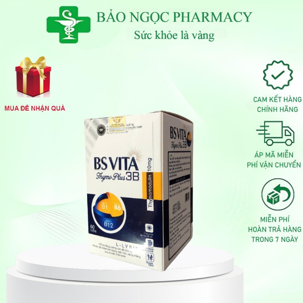 BS VITA Thymo Plus 3B Hỗ trợ tăng cường sức đề kháng và giảm mệt mỏi suy nhược thần kinh 60 viên