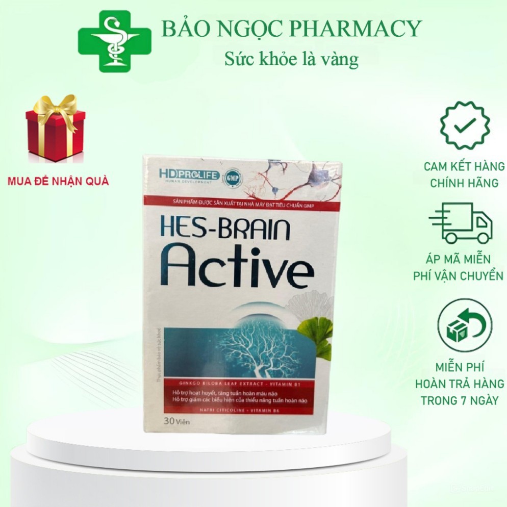 [HÀNG CHÍNH HÃNG] Viên uống bổ não Hes brain active - hỗ trợ hoạt huyết giảm đau đầu, tê bì tay chân