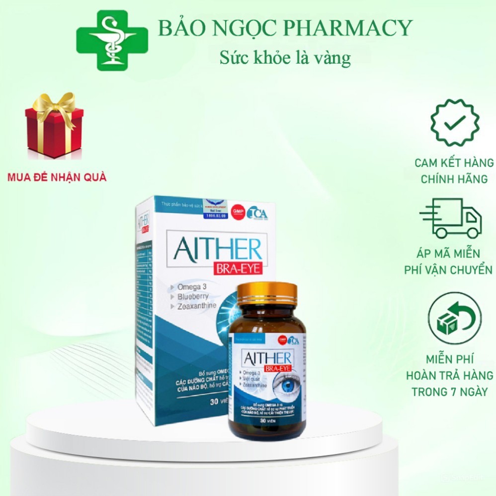 [HÀNG CHÍNH HÃNG] AITHER BRA-EYE (Hộp 30 viên) Viên uống bổ sung omega 3, hỗ trợ cải thiện thị lực
