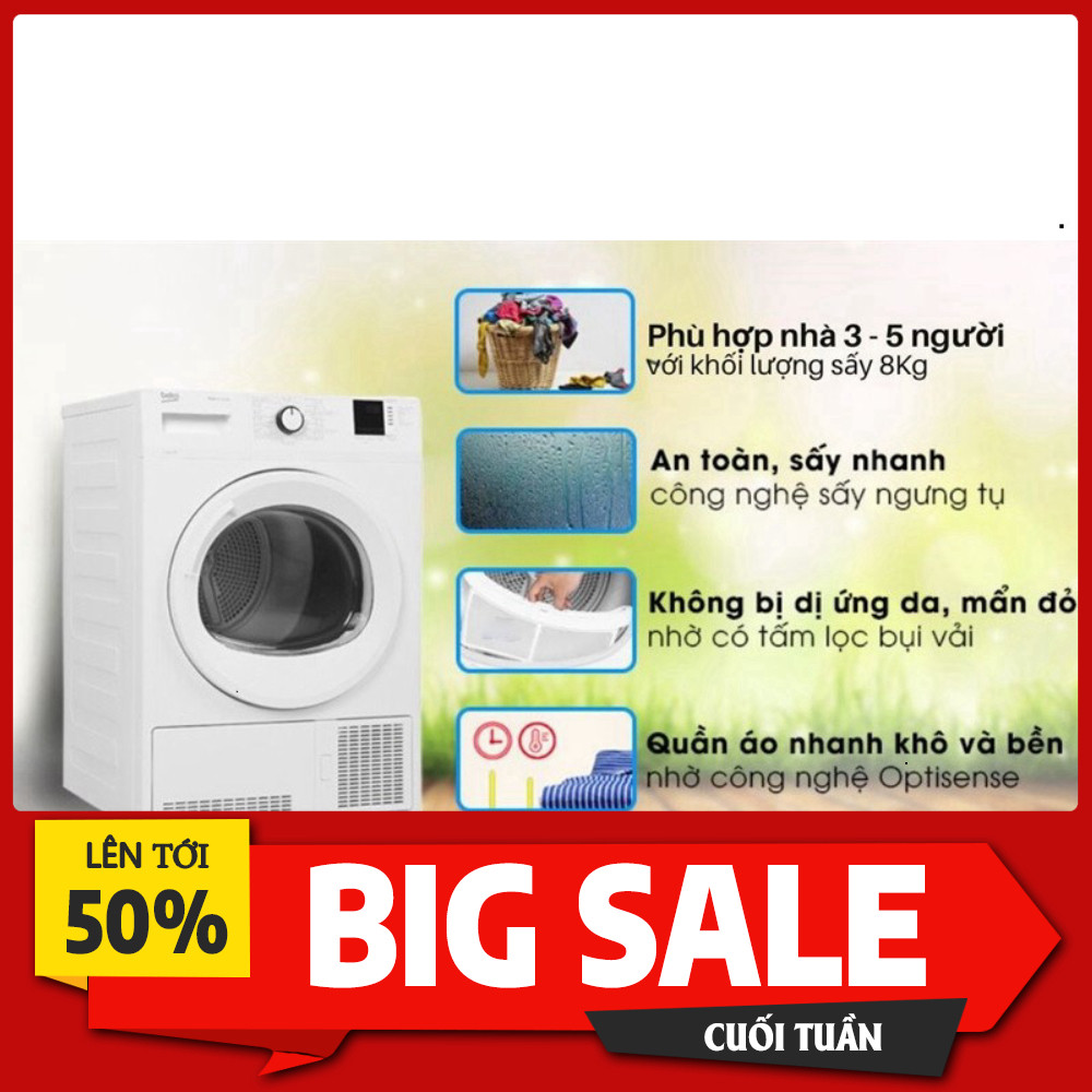 IB SHOP_ Máy sấy ngưng tụ Beko 8 kg DU8133GA0W  THỔ NHĨ KỲ (99.6T5)) _miễn phí ship