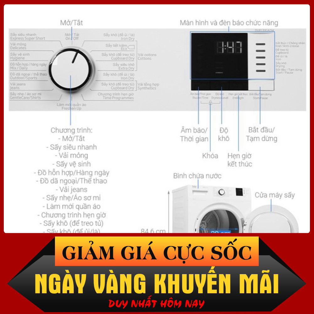 ib đặt hàng_ Máy sấy ngưng tụ Beko 8 kg DU8133GA0W  THỔ NHĨ KỲ (99.6T5)) _siêu sale