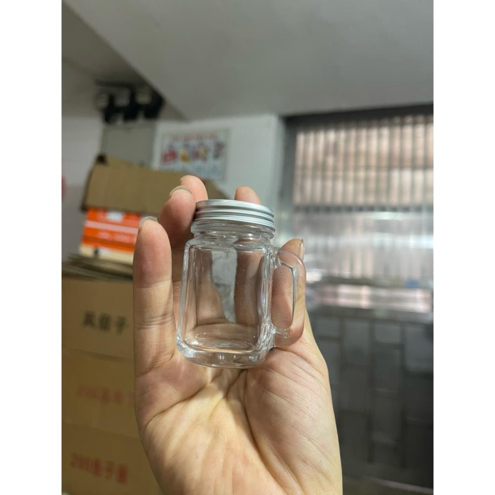 [COMBO] 10 Hũ Thủy Tinh Quai Mini 35 ml-40ml Nắp Bạc Đựng Ginger Shot, Take Away, Nước Ép Trái Cây H