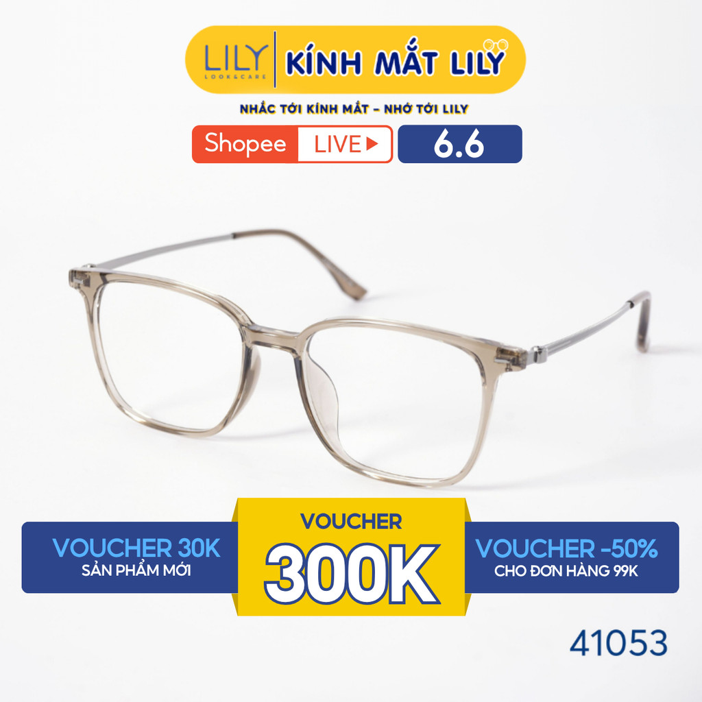 Gọng kính mắt vuông nam nữ LILYEYEWEAR chất liệu nhựa phối kim loại kiểu dáng thanh lịch hiện đại th