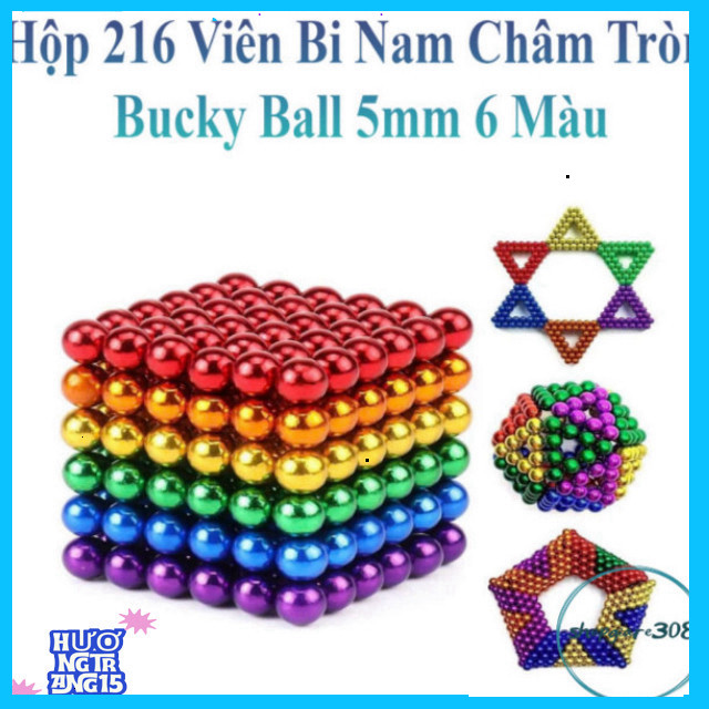 Xếp Hình Nam Châm Bucky Ball 6 Màu 5x5 Mm Xếp hình nam châm bằng những viên Bucky Ball hình tròn 6 m
