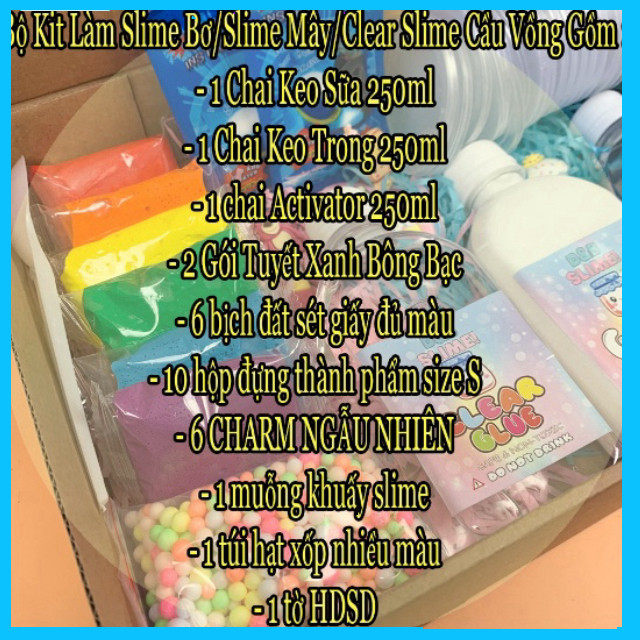 Bộ Kit Làm Slime Bơ & Mây & Clear 30 Món Đầy Đủ Bộ Kit Làm Slime Bơ & Mây & Clear 30 Món