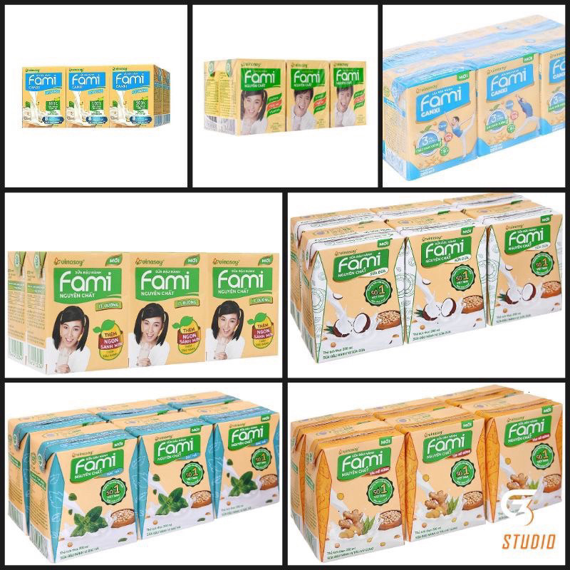 [LỐC 6 HỘP] Sữa đậu nành Fami Nguyên chất, Fami Canxi x 200ml