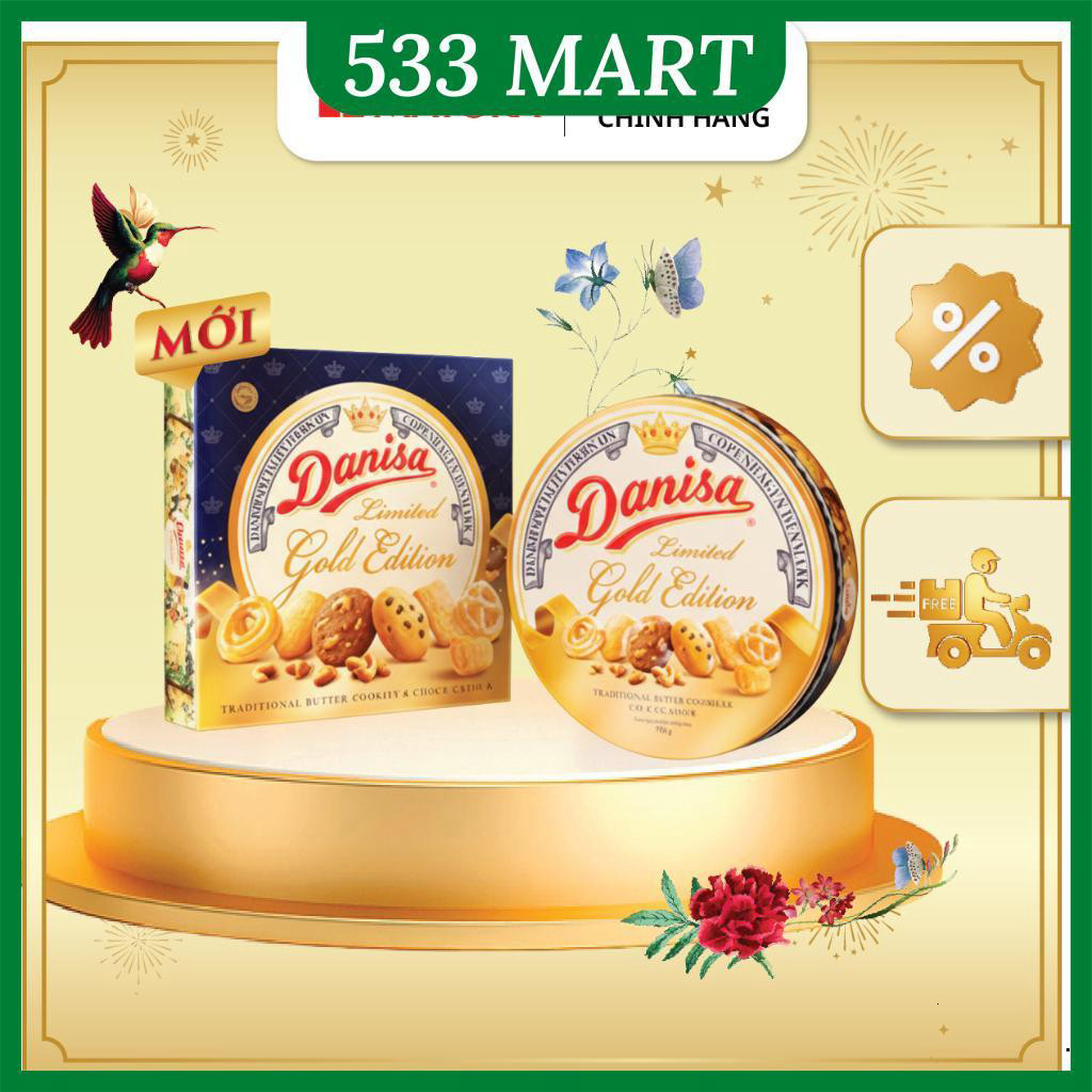 Bánh Quy Bơ Danisa Gold Hộp Thiếc Cao Cấp 792g kèm túi giấy