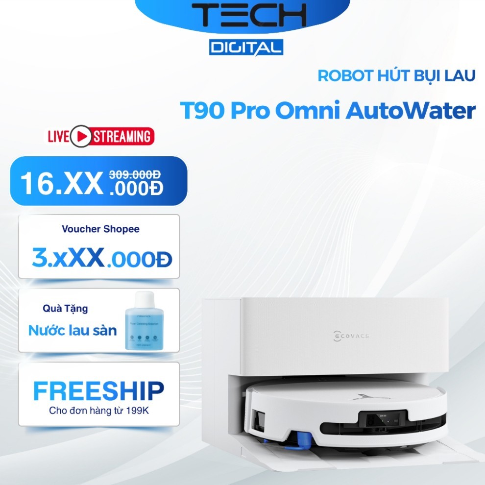 [Hỏa Tốc 2H] Ecovacs Deebot T90 Pro Omni Auto Water 30.000 Pa Robot Hút Bụi Lau Nhà – Chính Hãng