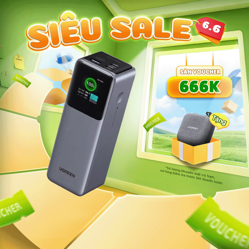 Pin Ugreen PB722 25000mAh-200W/20000mAh-130W/12000mAh-100W | Sử Dụng Lõi Pin Li-on | Màn Hình LED | 