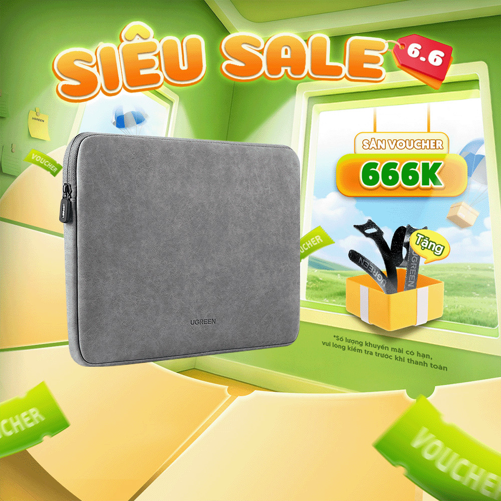 Túi đựng bảo vệ iPad/ Laptop UGREEN LP187 | Bề mặt da lót lông chống thấm, chống shock, trầy xước | Tương thích rộng