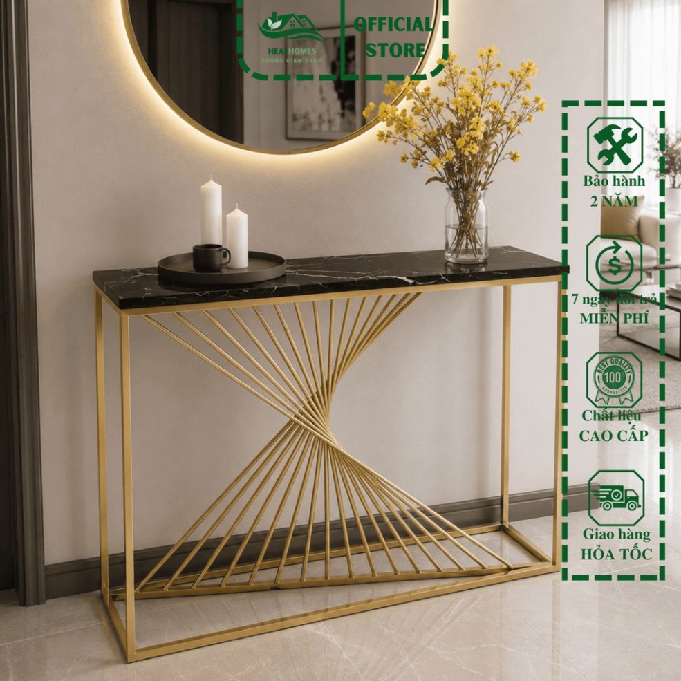 [HIỆN ĐẠI]  Bàn console, Kệ đứng trang trí phòng khách,sang trọng hiện đại mặt đá chữ nhật,LA1 HEALH