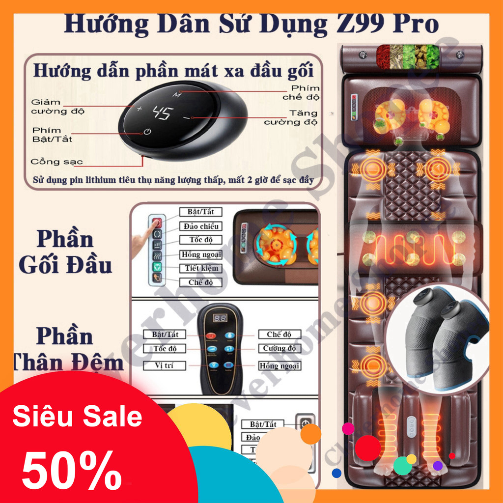 ib shop đặt nhanh✨ [Chuẩn ZLIFE  Có Thêu LOGO] Đệm Massage Toàn Thân ZLIFE Z99 PRO, Ghế Thảm Nệm Mát