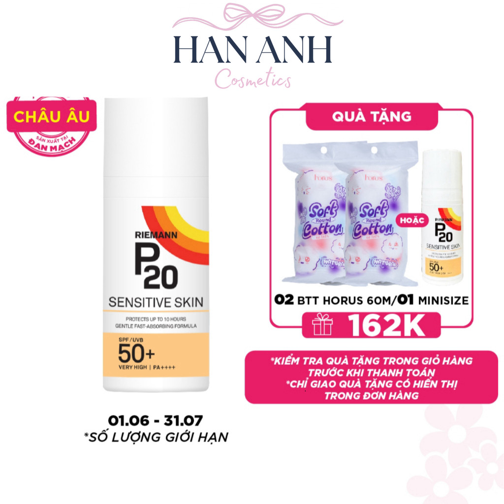 [Chính Hãng] [DATE 9.2027] Riemann P20 Kem chống nắng Sensitive Skin SPF50+ PA++++ 100ml