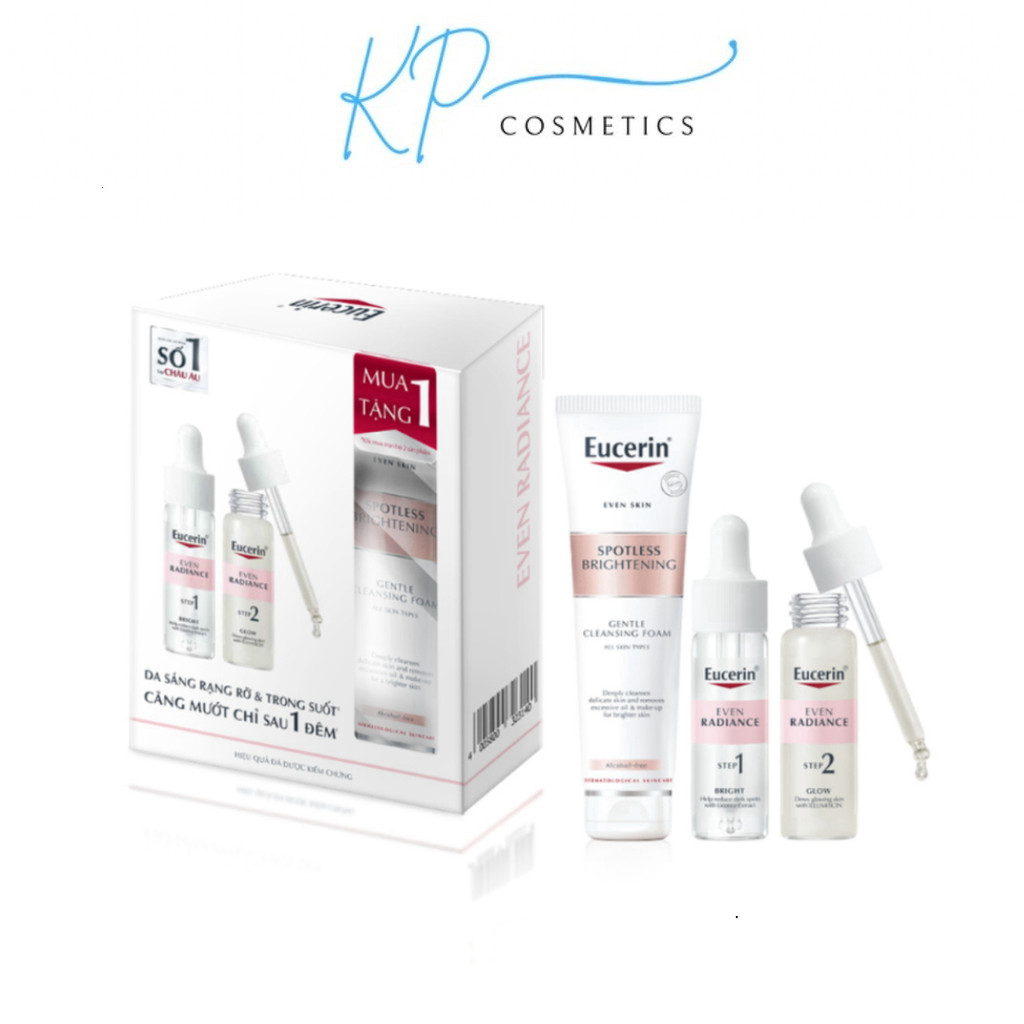 [Chính Hãng] Combo Tinh Chất Dưỡng Sáng Da Eucerin 2x15ml Tặng Sữa Rửa Mặt Eucerin 150g