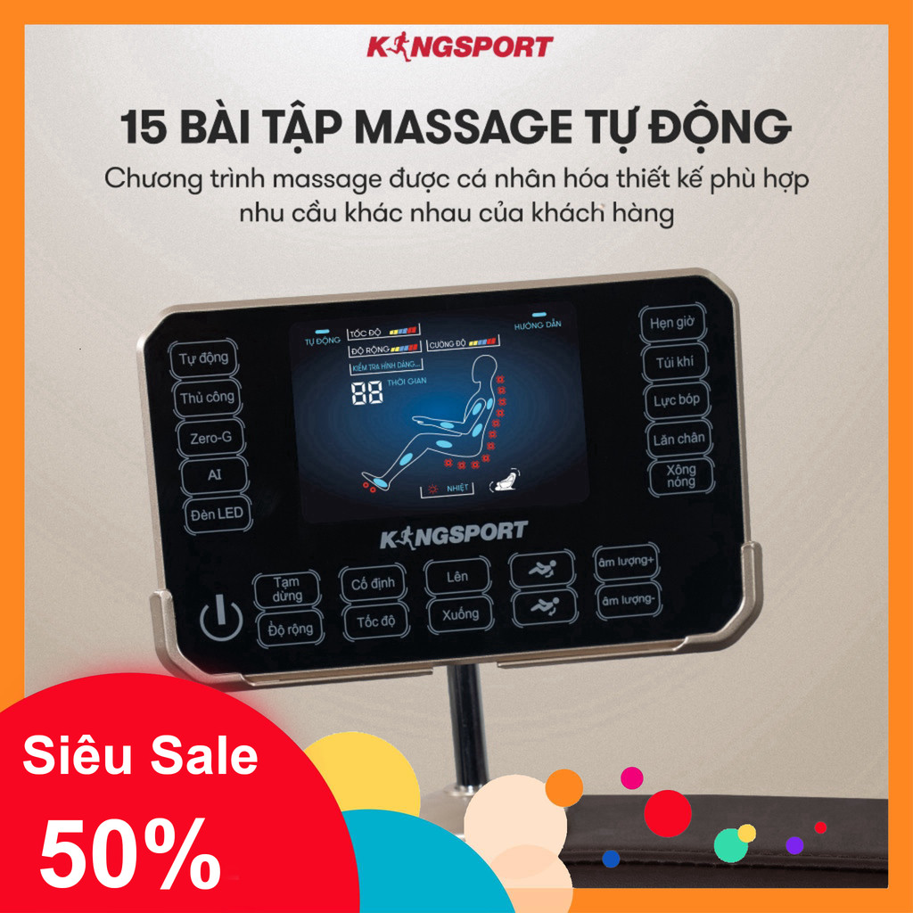 ib shop đặt nhanh✨ Ghế massage KINGSPORT G91 NEW cao cấp con lăn 3D, đo quét cơ thể, túi khí massage
