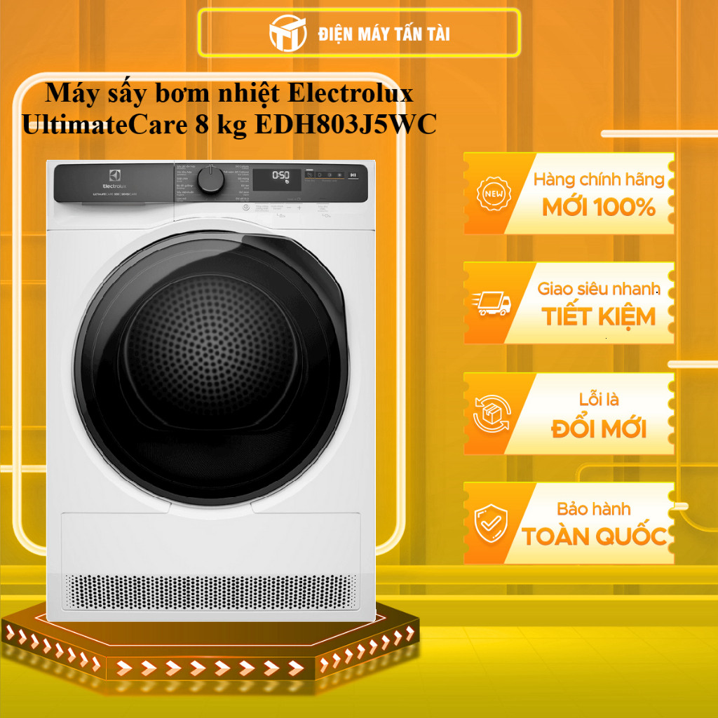 ( EDH803J5WC / EDH803J5SC - Máy sấy bơm nhiệt Electrolux UltimateCare 8 kg  - GIAO TOÀN QUỐC )