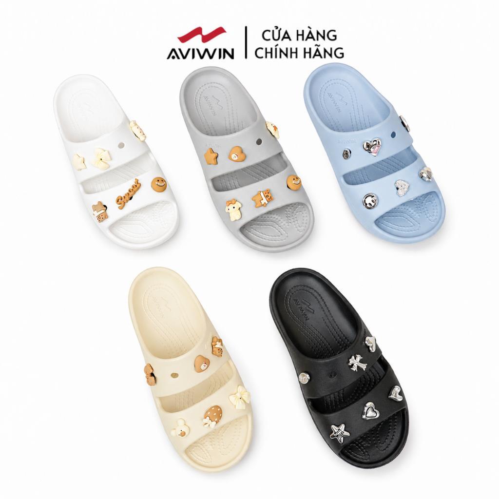 [DS01][TẶNG THÊM CHARM] Dép hai quai nữ Aviwin DS01 form xinh đế cao 3cm bảo hành hãng