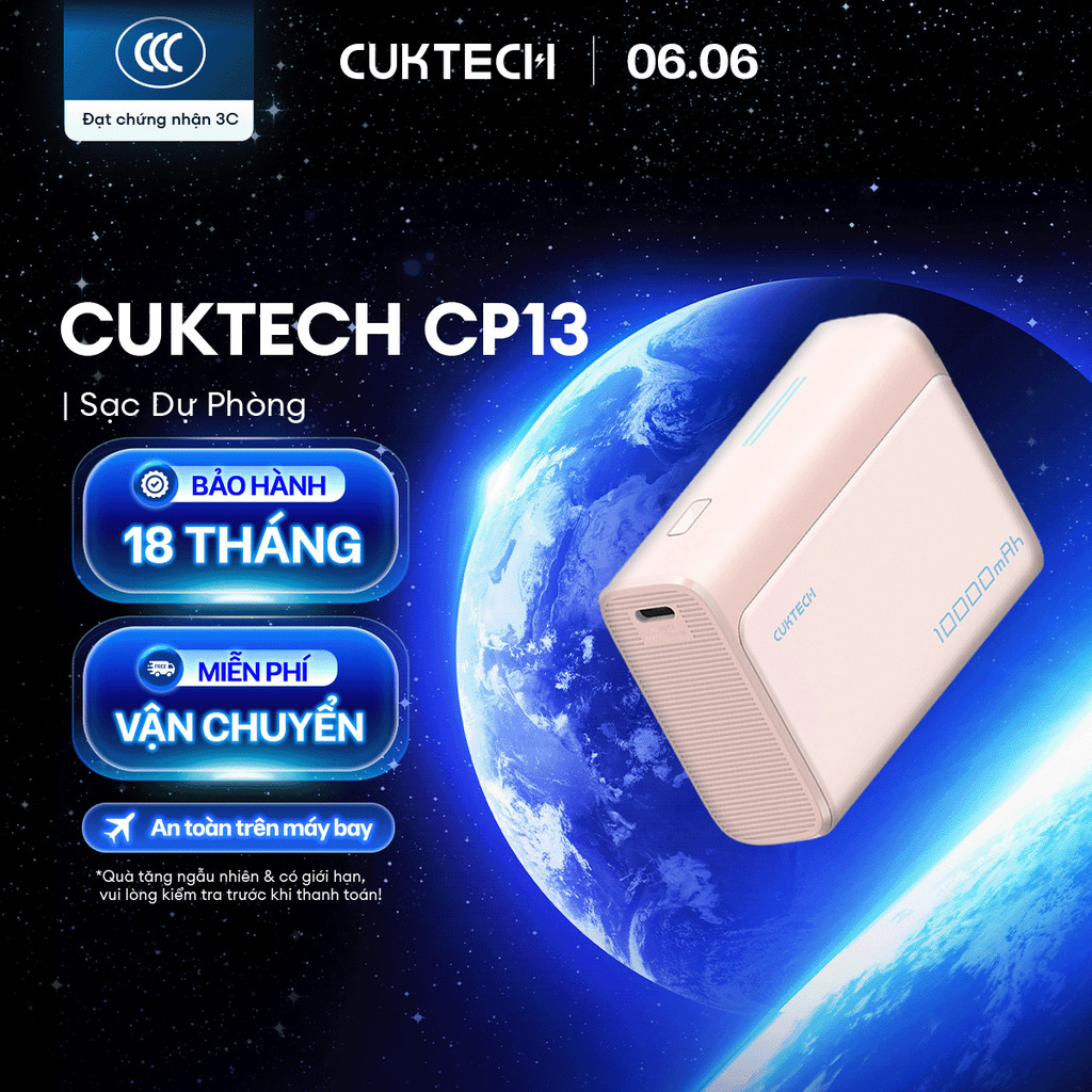 Sạc CUKTECH CP13/CP133L Kèm Cáp | Sạc Nhanh 30W Max | Dung Lượng 10.000mAh | Bảo Hành 18 Tháng LPB10