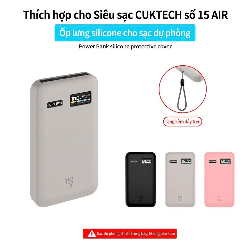 Ốp Bảo Vệ Silicon Cho Cuktech 15 Air (PB150S) 15000mAh 100W - Silicon Mềm Chống Trầy Xước, Chống Va 