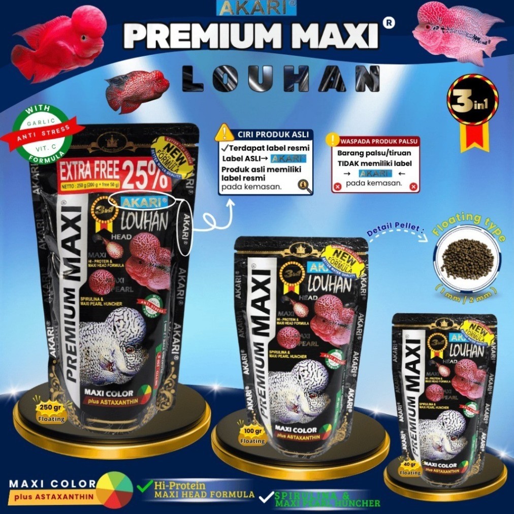 Cám AKARI Maxi | Thức Ăn Cá Lóc Cảnh Tăng Đa Sắc Tố Màu - HLN